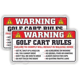 Unbranded/Generic Golf Cart Rules Funny Dash Stickers Warning Decals / Safety Instructions 2-pack