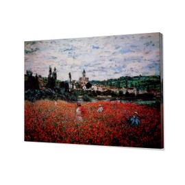 Monet Wall Art Collection Poppy Field near Vetheuil, 1879 Canvas Prints Wrapped Gallery Wall Art | Stretched and Framed Ready to Hang 30X40,