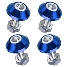 ZIMISI 4PCS Car License Plate Screws, Aluminum Alloy Motorcycle License Plate Bolts Kit, Universal M6 License Plates Frame Fastener Trim Accessories, Fits for Motorcycles, Cars, Trucks (Blue)