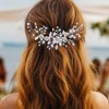 EASEDAILY Flower Bride Wedding Hair Vine Silver Bridal Headpiece Leaf