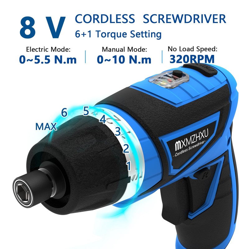 MXMZHXU Cordless Screwdriver, 8V Max 10Nm Electric Power Screwdriver with