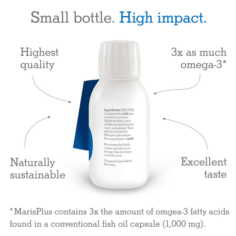 Maris Plus Omega-3 – Liquid Fish Oil, Lemon Flavour 150ml