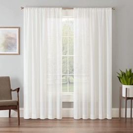 Eclipse Chelsea UV Light Filtering Window Sheer Curtain Panel White 52x63 63 Inches