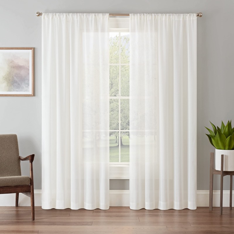 Eclipse Chelsea UV Light Filtering Window Sheer Curtain Panel White