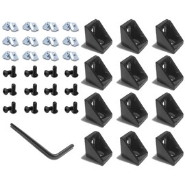 QIJINTRID 12Sets 2020 Series Aluminum Extrusion Profile Connector Set,12 pcs Corner Brackets,with 24 pcs T-Nuts and Hex Screw Bolt for 6mm 20S Slot Aluminum Profile Accessories