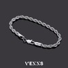 VEXXS Rope Bracelet for Men (5mm-White Gold, 8.50)