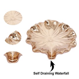 Soap Dish with Drain Ceramic Gold Lotus Leaf Soap Holder Soap Saver for Bar Soap, Kitchen Sink, and Bathroom Shower