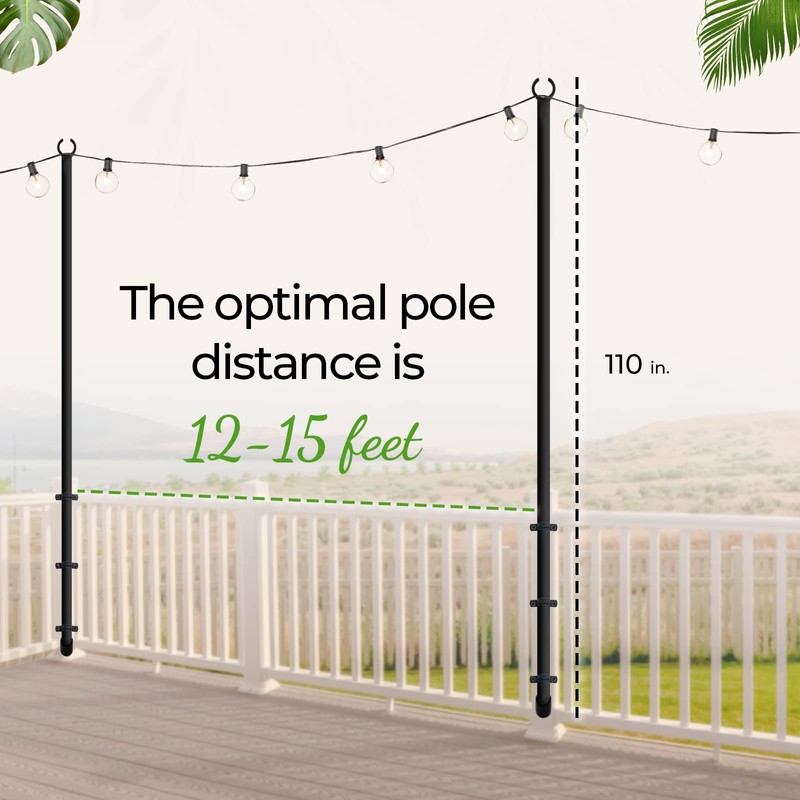 IDZO Heavy Upgrade Duty Outdoor String Light Pole for Deck