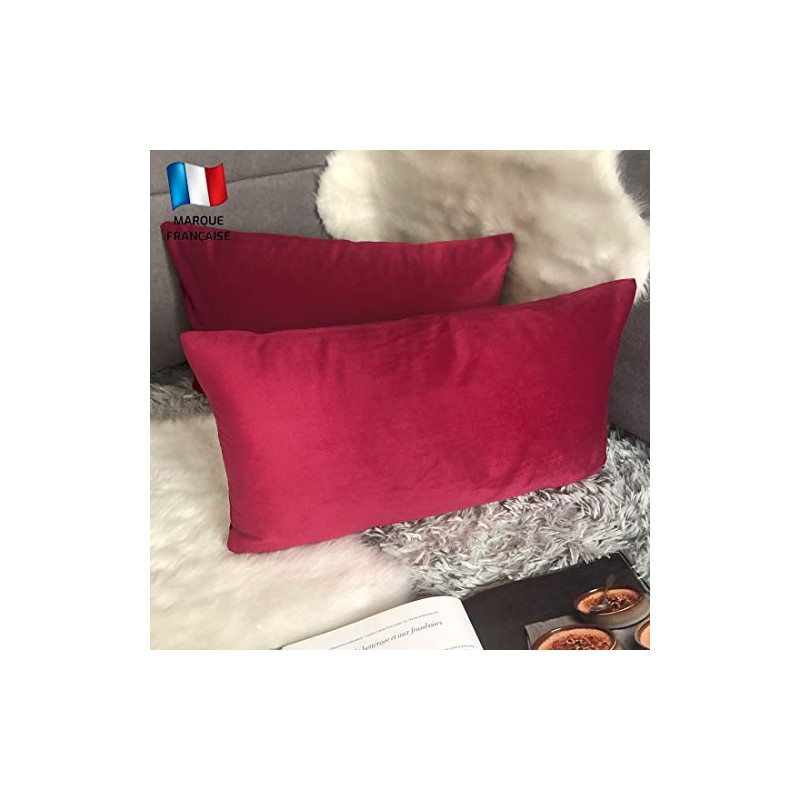 Douceur De Plumes Set of 2 Raspberry Red Velvet Cushion