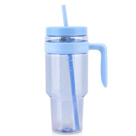 Cafezi 1.5L / 50oz Reusable Tumbler with Straw & Lid, BPA-Free Leakproof Tritan Drink Bottle with Time Markers, Wide Mouth Smoothie & Iced Coffee Cup – Ideal for Gym, Office, Camping & Travel
