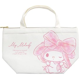 Tees Factory Sanrio Characters Insulated Canvas Lunch Bag, Watercolor Big Ribbon/My Melody H7.9 x W 12.6 x D 5.1 inches (200 x 320 x 130 mm), SR-5535759MM