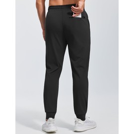 PINSPARK Mens Athletic Joggers Pants with Zipper Pockets Lightweight Quick Dry Workout Track Gym Pants Black XXL