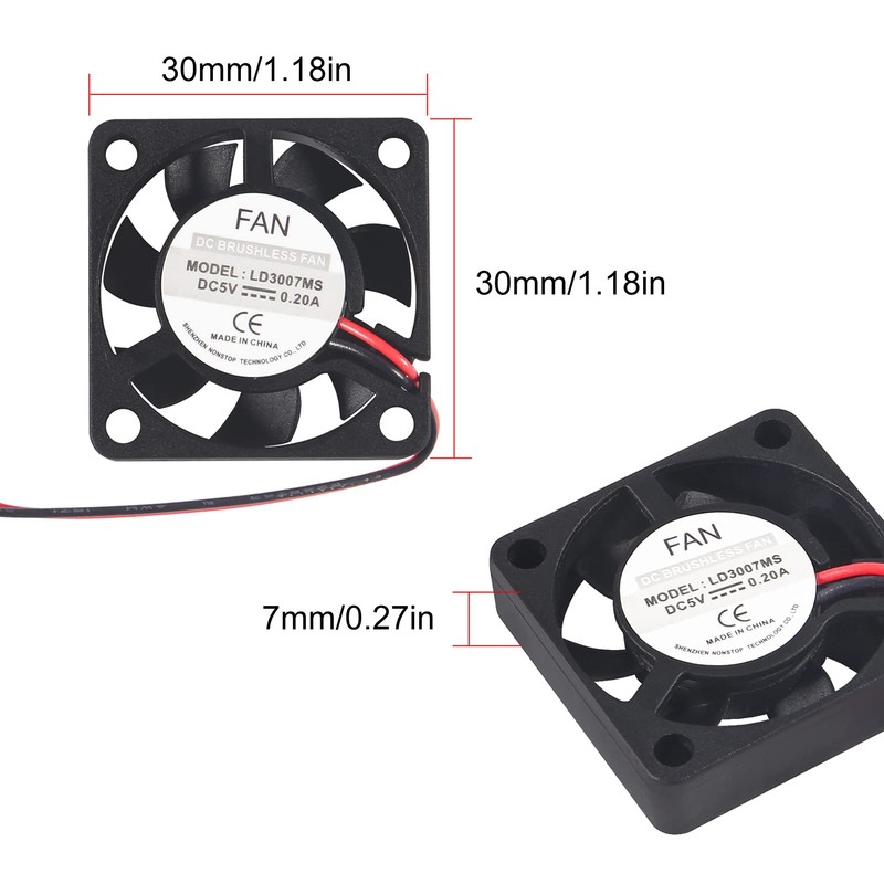AOICRIE Quiet Fan for Raspberry Pi, 4-Pack Cooling Fan, 3.3-5VDC,