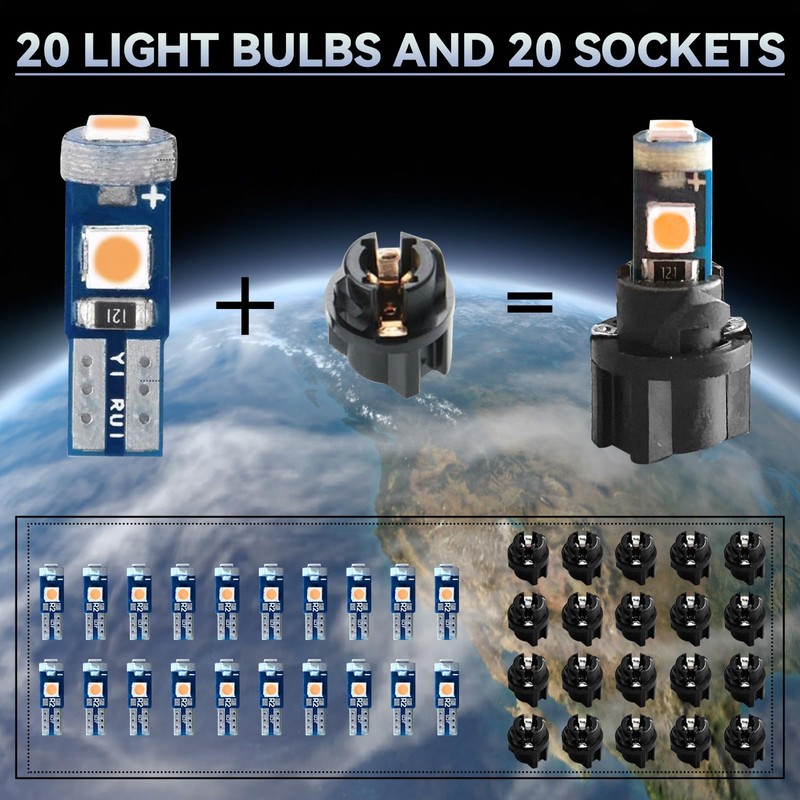 NTNEV Led Bulb Dash Lights Super Bright, T5 37 74