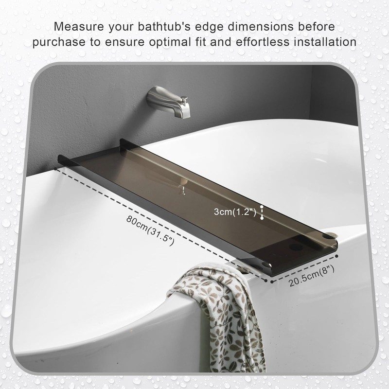 Acrylic Bathtub Tray, Black Transparent Acrylic Bathtub Tray, Suitable for