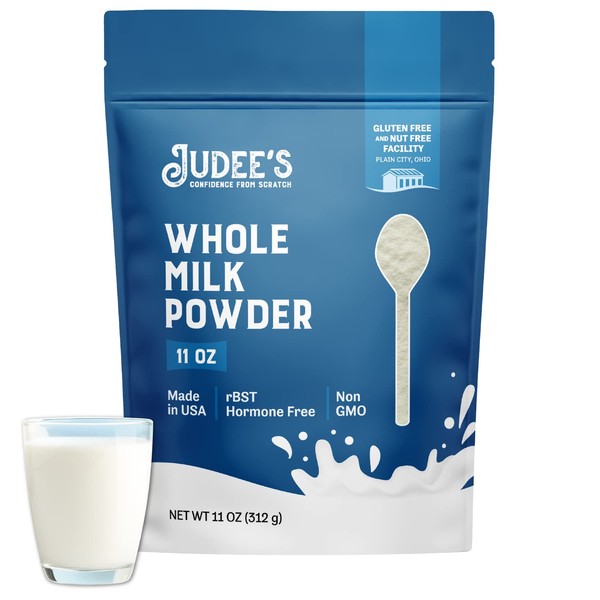 Judee’s Vanilla Whole Milk Powder 11 oz - rBST Hormone-Free - Gluten-Free and Nut-Free - Baking Ready, Great for Travel, and Reconstituting - Made in USA