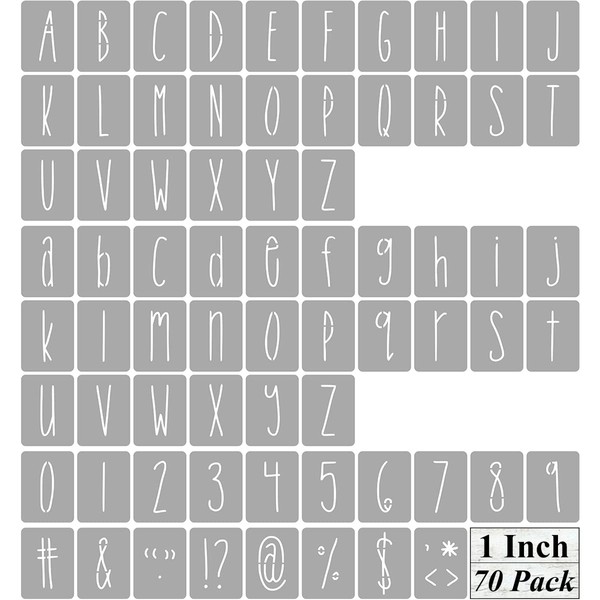 1 Inch Alphabet Letter Stencils for Painting - 70 Pack