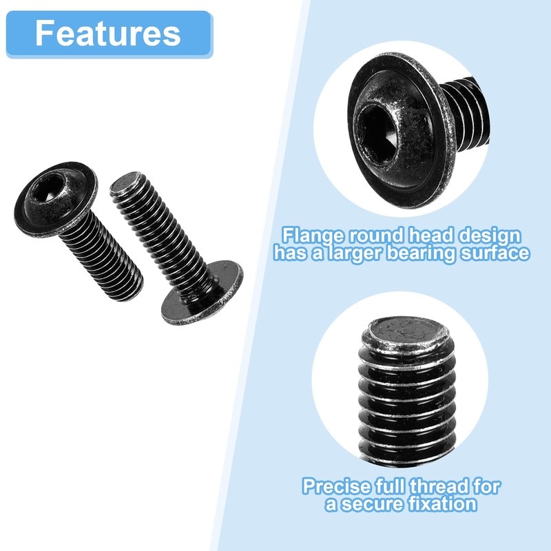 sourcing map 50Pcs M6-1x20mm Flanged Button Head Socket Cap Screws,