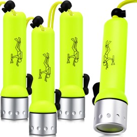 Retisee 4 Pack Scuba Diving Flashlight, 1000 Lumen T6 LED Dive Light Bright Waterproof Underwater Flashlight Snorkeling Diving Torch Submersible Light for Outdoor Underwater Sports(Green)