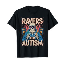 Ravers for Autism Skeleton with Glowsticks EDM Music T-Shirt