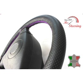 Shades of Tuning Ltd FITS MAN TGX 00-20 BLACK PERF LEATHER STEERING WHEEL COVER  PURPLE STITCH