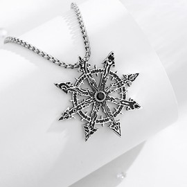 Vito Chaos Star Necklace - 925 Sterling Silver Eight-Pointed Chaos Star Pendant, Magic Protection Amulet for Women & Men, 22"+2