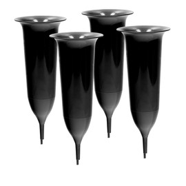 VonBueren 4 x Grave Vase with Ground Spike | Approx. 25 x 9.8 cm | Black | Grave Vases | Cemetery Vase