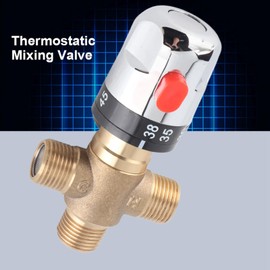 Thermostatic Mixing Valve Brass Thermostatic Control Water Mixing Valve Temperature Pipe Basin for Shower System Water Temperature Control Pipe Basin