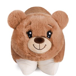 BRUBAKER Cuddly Toy Cushion Bear - 2-in-1 Teddy Bear and Cuddly Cushion - 40 x 30 cm Plush Toy - Hinged Children's Plush Cushion with Velcro Fastening - Animal Cushion Stuffed Toy Teddy - Brown