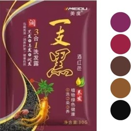 10 PACK Shampoo Tinte Instantáneo - Cubre Canas Naturalmente en tan solo 15 min. Jengibre shampoo con tinte paquete con 10 sobres de 30 grs c/u (vino)