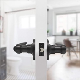 1 Pack Privacy Bathroom Door Lock Lever Keyless No Keys Door Lockset;Right/Left Handed Reversible;Oil Rubbed Bronze Door Levers Hardware
