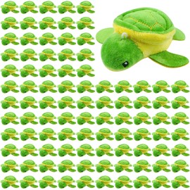 Sotiff Mini Turtle Stuffed Toy Bulk 3.2 Inch Cute Small Turtle Animal Plush Toys Decorations for Kids Adult Birthday Sea Animal Ocean Party Favor Supplies(100 Pcs)