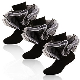 MKYSZLT Toddler Girls Ruffle Socks Girl Black Lace Frilly Dress Socks Turn Cuff Sock with Big Ruffles for Baby Little Kids (US, Age, 6 Years, 8 Years, Black - 3 pairs)