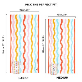 Dock & Bay Kid's Towel - For Beach Use - Quick Dry, Sand Free - Compact, Lightweight - 100% Recycled - Includes Bag - Squiggle Face, Medium (130x70cm, 51x27)