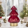 ULAROOM Small Glass Christmas Tree Battery Operated Lamp,Tabletop Light Up