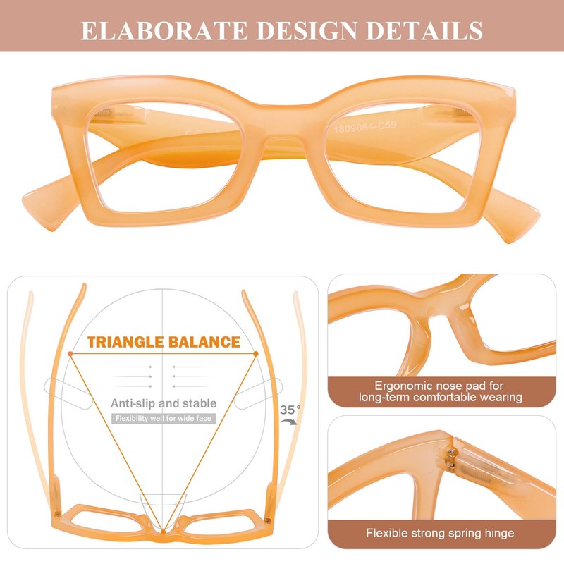 AQWANO Stylish Design Reading Glasses Women Blue Light Blocking Computer