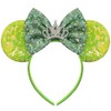 Bolonar Sequin Crown Headband with Princess Ears Bows for Women