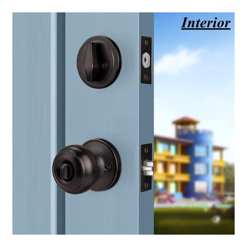 Probrico Entry Door Knob Keyed Alike with Single Cylinder Deadbolt