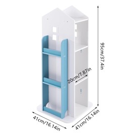 CeRaBuRET 360° Rotating Bookshelf Organizer, 4-tier Castle Bookshelf, Revolving Corner Bookshelf, Floor Standing Bookcase Home Office Furniture Bookcase for Living Rooms, Reading Rooms (Blue)