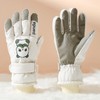 Ski Gloves with Thick Warm Liner Windproof Cartoon Print Hand
