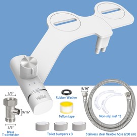Yolife Bidet, Ultra-Slim Bidet-Aufsatz für Toilette mit Nicht Elektrischer Selbstreinigender Doppeldüse (Hintere/Weibliche Reinigung), Einstellbarer Wasserdruck(Mit 2m Schlauch)