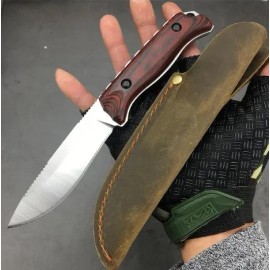 Straight BM 15002/15017 Wilderness Hunting Knife 9Cr13Mov Blade Wooden/G10 Handle Outdoor Knives Pocket EDC Tools-Customizablecolor: 15002-Brown, blade length: 3.23in, blade width: 0.984in, type: Fixed Blade Knife