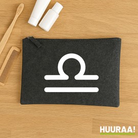 Huuraa Kulturbeutel Waage Sternzeichen Zeichen Geschenk 1 Liter Charcoal Filz Waage Geschenkidee