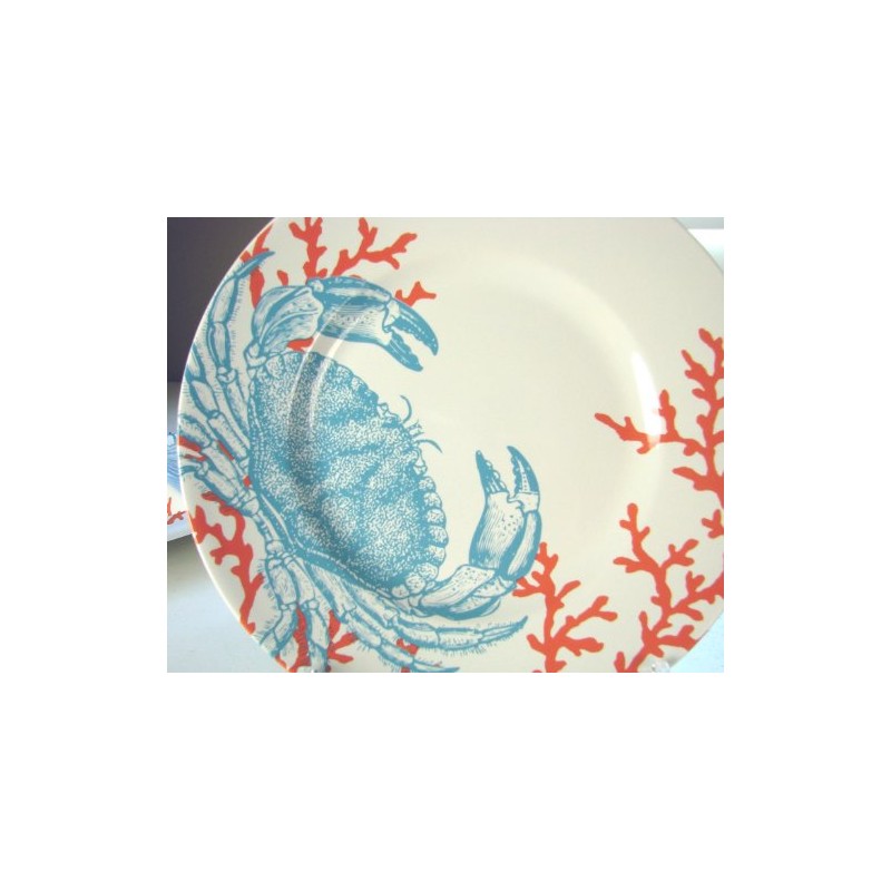 222 Fifth Coastal Life Grenada Blue Salad Plate, Crab