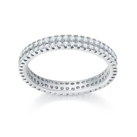 MINDDHA 14K Gold Plated Rings- Simulated Diamond Stackable Eternity Bands/Silver Rings, Gold Rings for Women/Stacking Rings for Oura Gen 4/Gen 3 | 3mm Band Size 4-12, 10, Metal, Cubic Zirconia