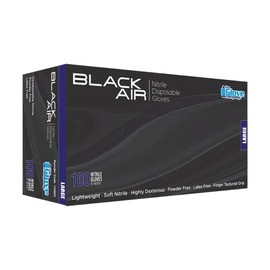 The Glove Company Black Air Nitrile Disposable Gloves, Large (Box of 100)