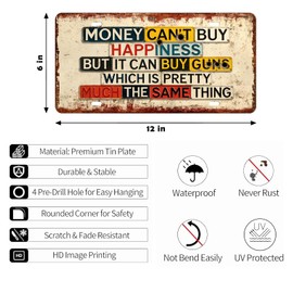 Funny Hunting Signs Garage Gifts for Men Money Can't Buy Happiness But It Can Buy Metal Tin Sign for Man Cave Wall Decor Rustic Home Bar Garage Accessories Cool Stuff for Men 12x6 Inch