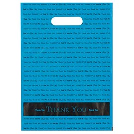 9x12 Teal "Thank You" Die Cut Handle Plastic Bags 50/cs- Bags Direct Brand