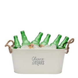‘Cheers to 10 Years’ Metal Ice Bucket - 10th Anniversary for Him - Tin Anniversary for Her - Couple Gifts - Wine Bucket