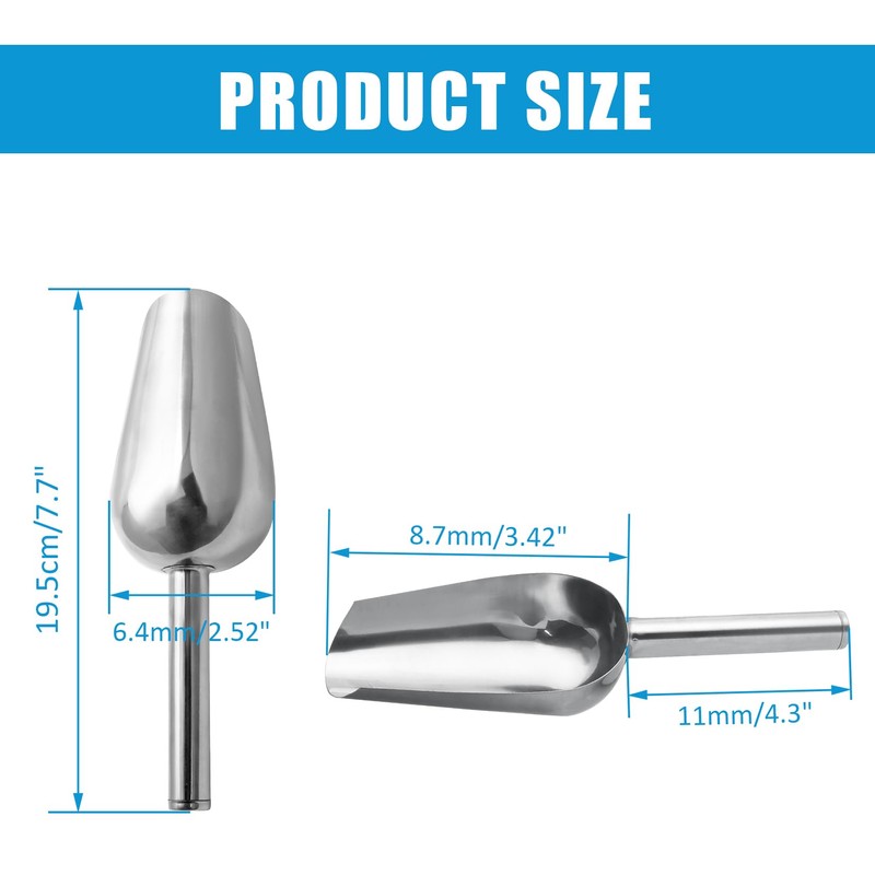 Uenhoy 6 Pcs Stainless Steel Ice Scoop 6 OZ Metal